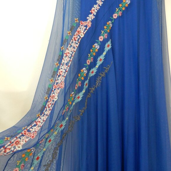 JOHNNY WAS Mazzy Maxi DRESS Size XS Embroidered Mesh V-Neck Sleeveless NEW $318 - Picture 9 of 11